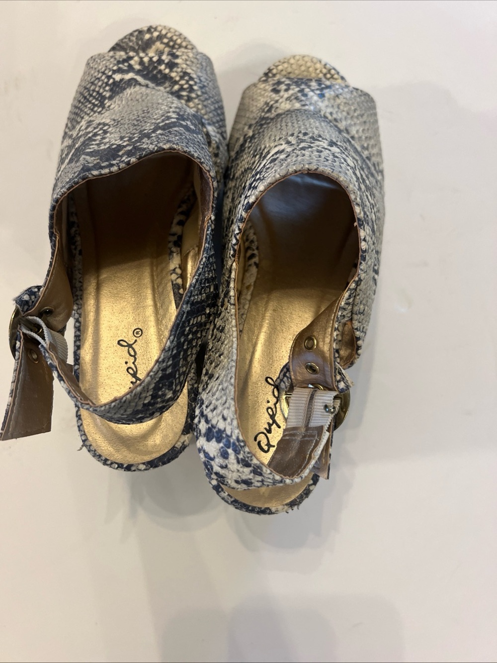 Peep-Toe Snake-Print Slingback Heels - Neutral